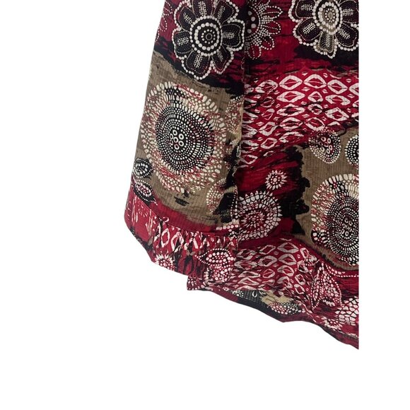Christopher & Banks Womens XL Floral Patchwork Button-Front Shirt Red/Black - Picture 7 of 7